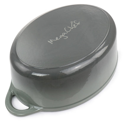 Casserole ovale en fonte émaillée de 7 quarts, couleur nuage de tempête