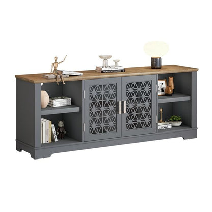 Meuble TV mural décoratif à motif floral rustique de 70 pouces pour téléviseurs jusqu'à 80 pouces