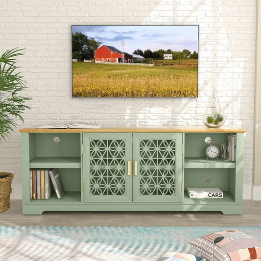 Meuble TV mural décoratif à motif floral rustique de 70 pouces pour téléviseurs jusqu'à 80 pouces