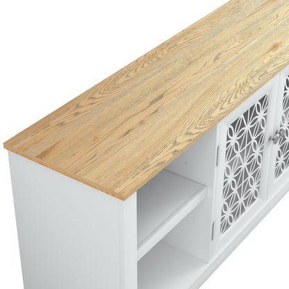 Meuble TV mural décoratif à motif floral rustique de 70 pouces pour téléviseurs jusqu'à 80 pouces