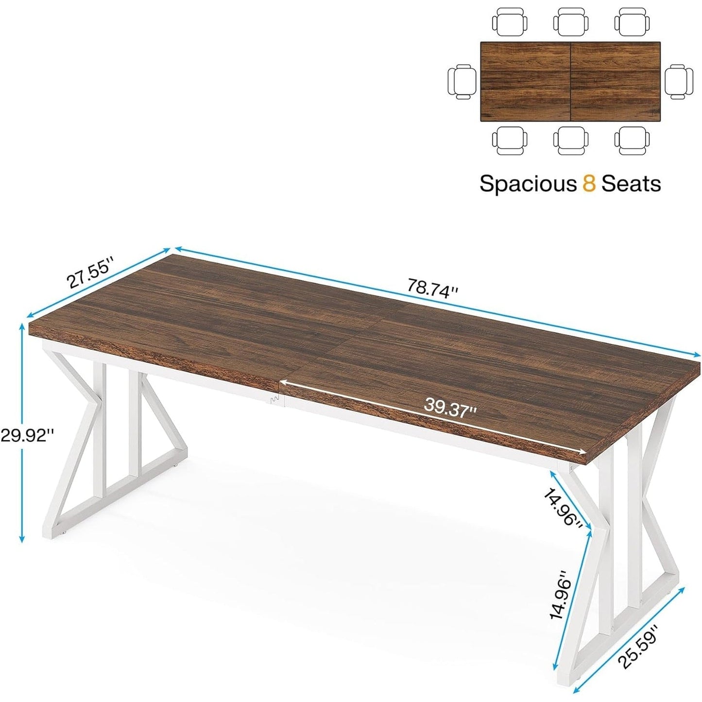 Bureau de direction de 180 cm, grand bureau d'ordinateur, poste de travail.