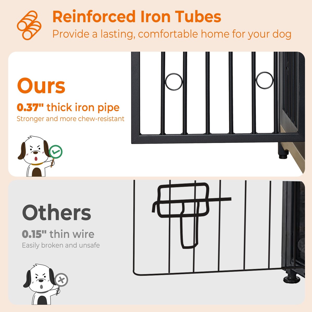 Cage pour chien 70.86'' en forme de meuble, grand modèle pour TV, avec coussin et deux compartiments (sans coussin)