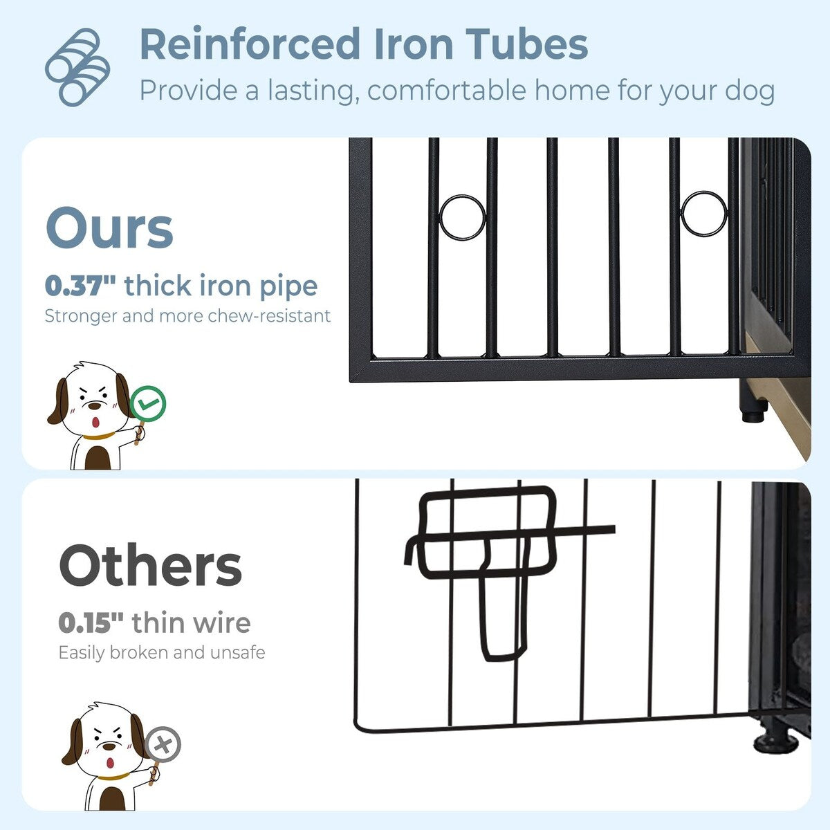 Cage pour chien 70.86'' en forme de meuble, grand modèle pour TV, avec coussin et deux compartiments (sans coussin)