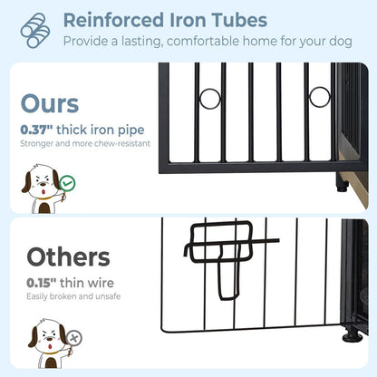 Cage pour chien 70.86'' en forme de meuble, grand modèle pour TV, avec coussin et deux compartiments (sans coussin)