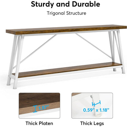 Table de salon extra longue de 180 cm, console d'entrée de style industriel
