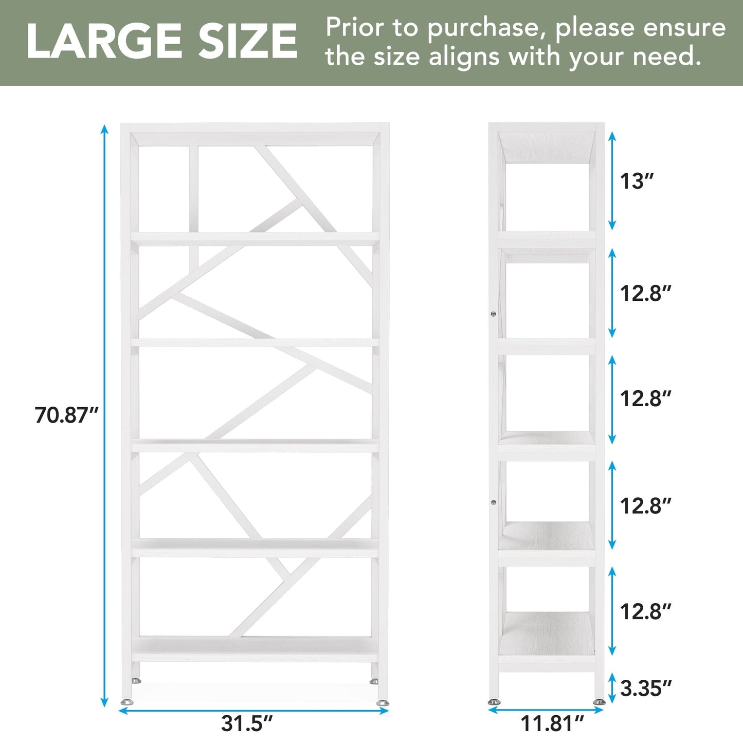 Étagère à livres industrielle de 71 pouces, bibliothèque en bois brun rustique à 6 niveaux, étagères ouvertes.