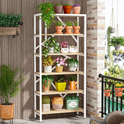 Étagère à livres industrielle de 71 pouces, bibliothèque en bois brun rustique à 6 niveaux, étagères ouvertes.