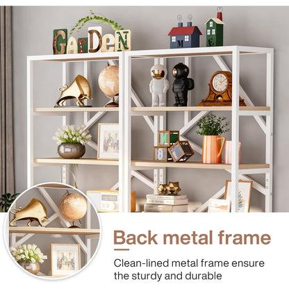 Étagère à livres industrielle de 71 pouces, bibliothèque en bois brun rustique à 6 niveaux, étagères ouvertes.