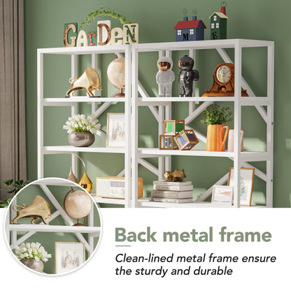 Étagère à livres industrielle de 71 pouces, bibliothèque en bois brun rustique à 6 niveaux, étagères ouvertes.