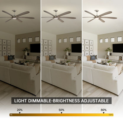 Ventilateur de plafond DC à 6 pales de 183 cm (72 pouces) en bois flotté avec éclairage et télécommande