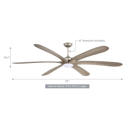 Ventilateur de plafond DC à 6 pales de 183 cm (72 pouces) en bois flotté avec éclairage et télécommande