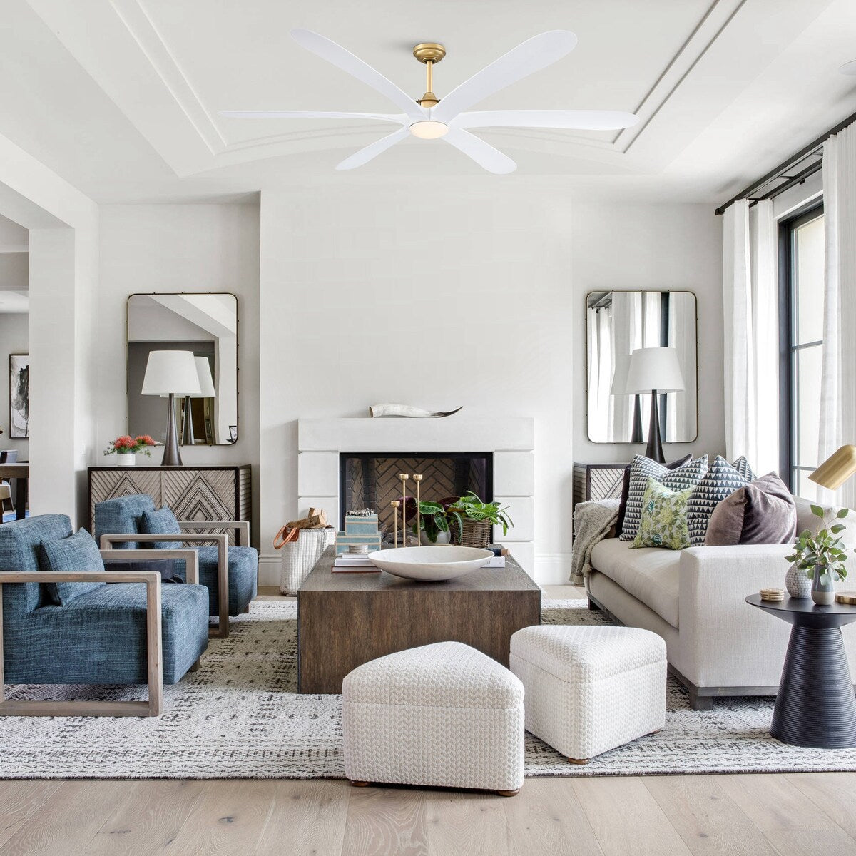 Ventilateur de plafond DC à 6 pales de 183 cm (72 pouces) en bois flotté avec éclairage et télécommande