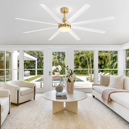 Grand ventilateur de plafond de 72 pouces avec éclairage LED, télécommande et 8 pales.