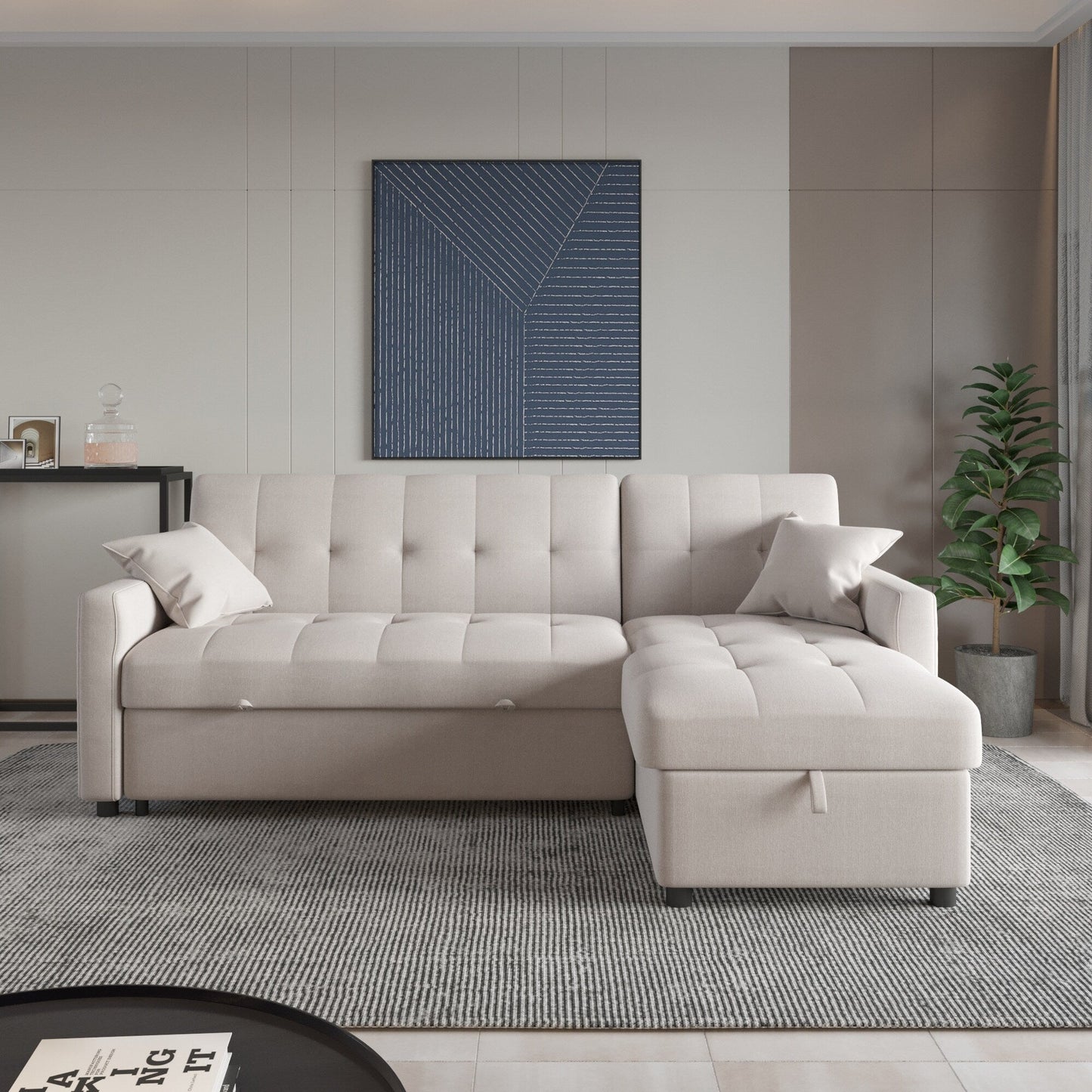 Canapé-lit et chaise longue réversibles de 208 cm de large