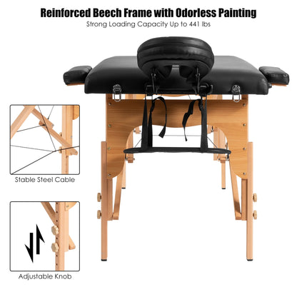 Table de massage portable 84''L, table de spa visage réglable, lit de tatouage avec sac de transport