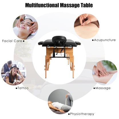 Table de massage portable 84''L, table de spa visage réglable, lit de tatouage avec sac de transport