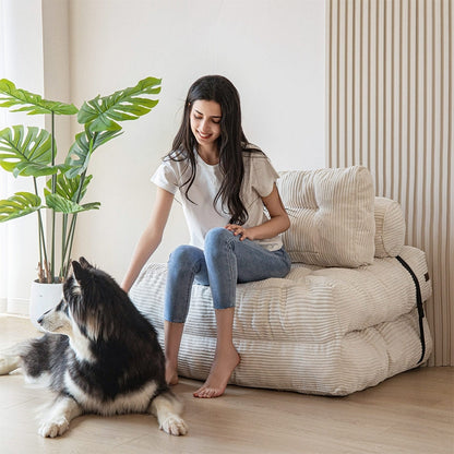 8 Canapé-lit pliable en velours côtelé, simple