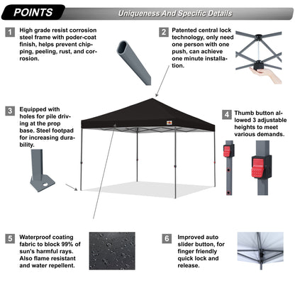 ABCCANOPY Tente de parasol pliable facile et durable pour extérieur