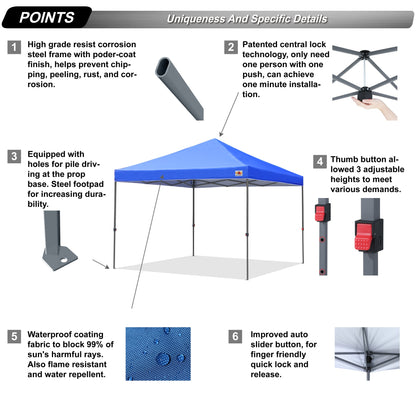 ABCCANOPY Tente de parasol pliable facile et durable pour extérieur