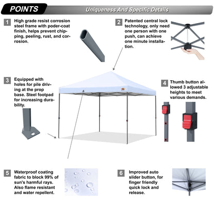 ABCCANOPY Tente de parasol pliable facile et durable pour extérieur