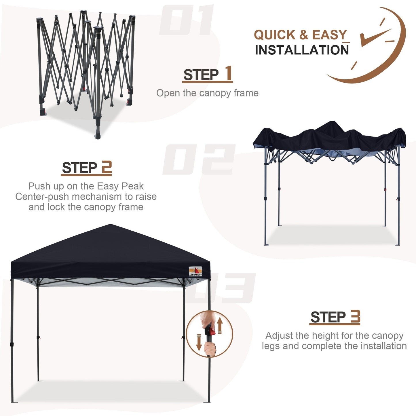 ABCCANOPY Tente de parasol pliable facile et durable pour extérieur