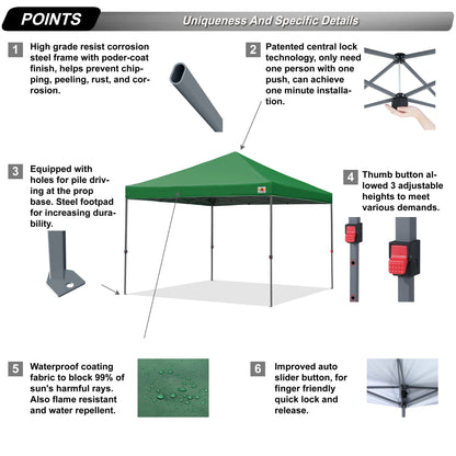 ABCCANOPY Tente de parasol pliable facile et durable pour extérieur