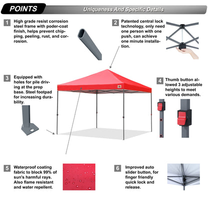 ABCCANOPY Tente de parasol pliable facile et durable pour extérieur