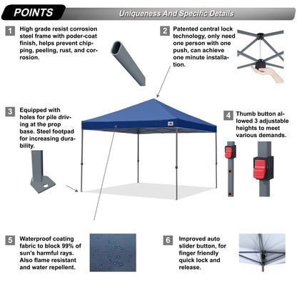 ABCCANOPY Tente de parasol pliable facile et durable pour extérieur