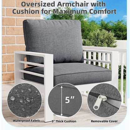 AECOJOY Ensemble de meubles de patio en aluminium 7 pièces, ensemble de conversation d'extérieur