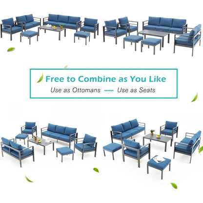 AECOJOY Ensemble de meubles de patio en aluminium 7 pièces, ensemble de conversation d'extérieur