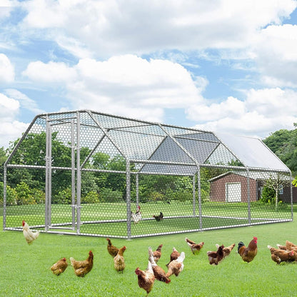 AECOJOY Grande Volière pour Poules en Métal, Cage à Poules en Métal avec Accès Direct