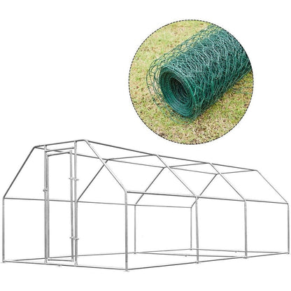 AECOJOY Grande Volière pour Poules en Métal, Cage à Poules en Métal avec Accès Direct