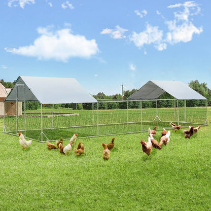 AECOJOY Grande Volière pour Poules en Métal, Cage à Poules en Métal avec Accès Direct