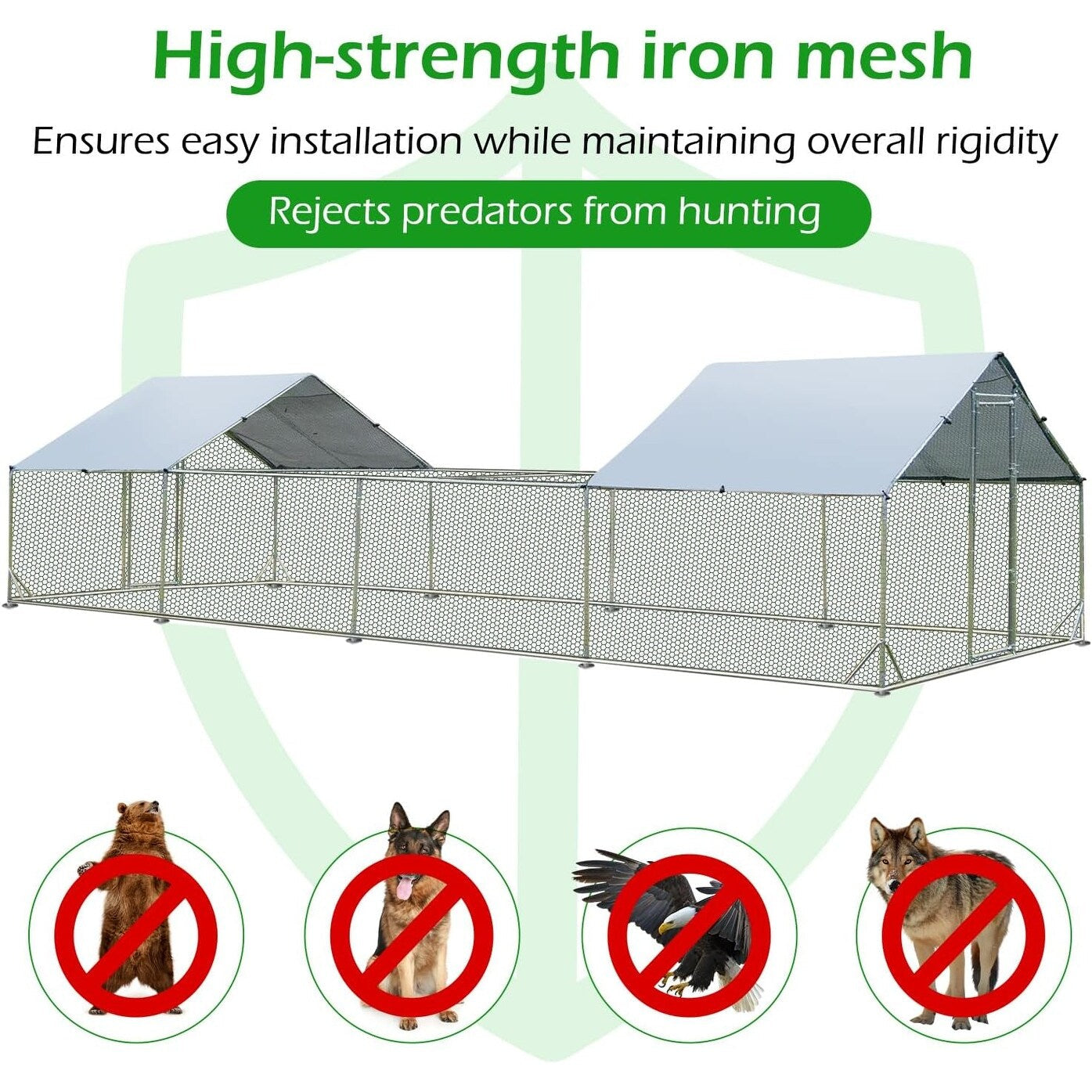 AECOJOY Grande Volière pour Poules en Métal, Cage à Poules en Métal avec Accès Direct