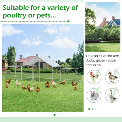 AECOJOY Grande Volière pour Poules en Métal, Cage à Poules en Métal avec Accès Direct