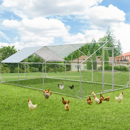 AECOJOY Grande Volière pour Poules en Métal, Cage à Poules en Métal avec Accès Direct