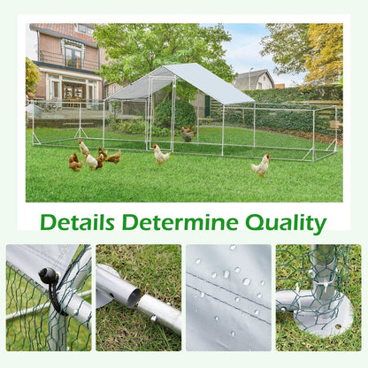 AECOJOY Grande Volière pour Poules en Métal, Cage à Poules en Métal avec Accès Direct