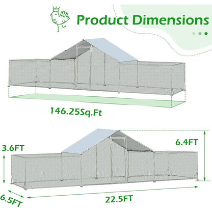 AECOJOY Grande Volière pour Poules en Métal, Cage à Poules en Métal avec Accès Direct