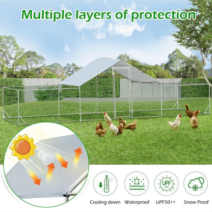AECOJOY Grande Volière pour Poules en Métal, Cage à Poules en Métal avec Accès Direct