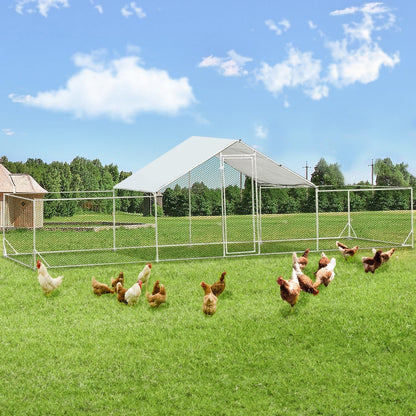 AECOJOY Grande Volière pour Poules en Métal, Cage à Poules en Métal avec Accès Direct