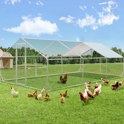 AECOJOY Grande Volière pour Poules en Métal, Cage à Poules en Métal avec Accès Direct