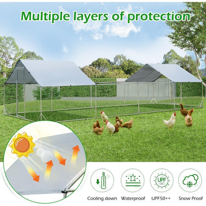 AECOJOY Grande Volière pour Poules en Métal, Cage à Poules en Métal avec Accès Direct