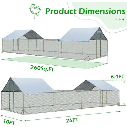 AECOJOY Grande Volière pour Poules en Métal, Cage à Poules en Métal avec Accès Direct