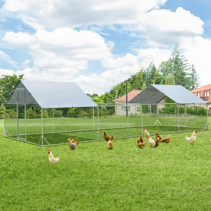 AECOJOY Grande Volière pour Poules en Métal, Cage à Poules en Métal avec Accès Direct