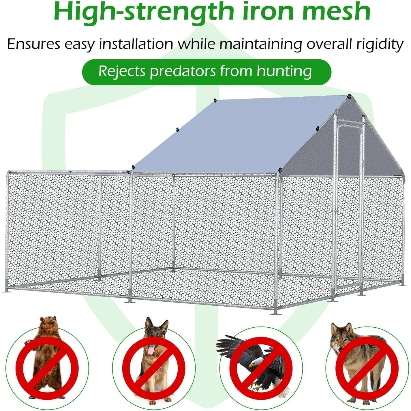 AECOJOY Grande Volière pour Poules en Métal, Cage à Poules en Métal avec Accès Direct