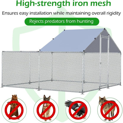 AECOJOY Grande Volière pour Poules en Métal, Cage à Poules en Métal avec Accès Direct