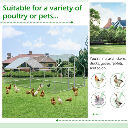 AECOJOY Grande Volière pour Poules en Métal, Cage à Poules en Métal avec Accès Direct