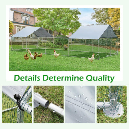 AECOJOY Grande Volière pour Poules en Métal, Cage à Poules en Métal avec Accès Direct