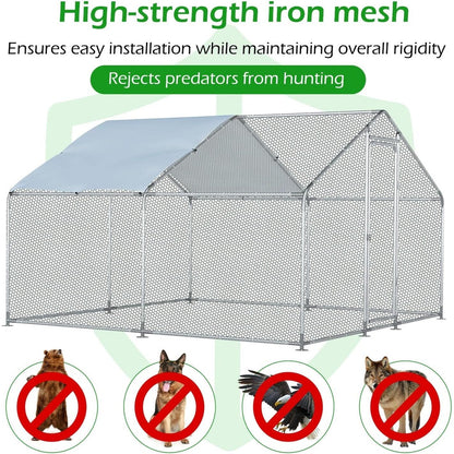 AECOJOY Grande Volière pour Poules en Métal, Cage à Poules en Métal avec Accès Direct