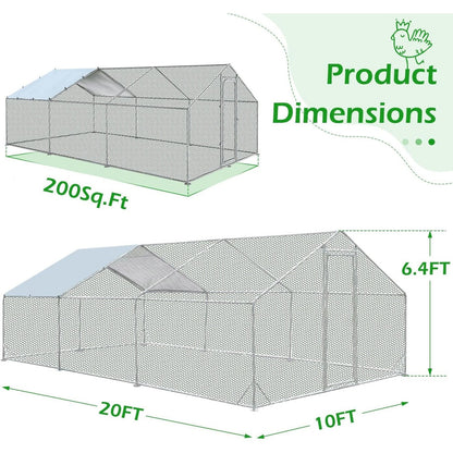 AECOJOY Grande Volière pour Poules en Métal, Cage à Poules en Métal avec Accès Direct
